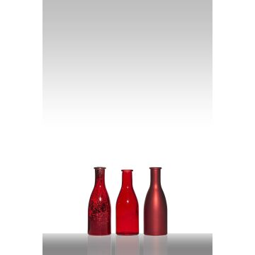 Glasflaschen ANYA, 3 Stück, rot, 18,5cm, Ø6,5cm