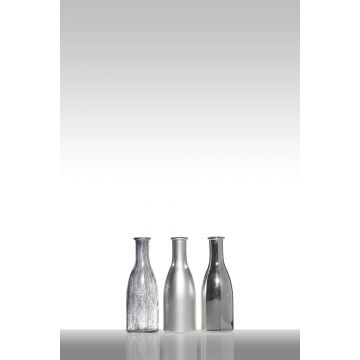 Glasflaschen ANYA, 3 Stück, silber, 18,5cm, Ø6,5cm
