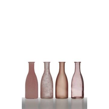 Glasflaschen ANYA, 4 Stück, rosa, 18cm, Ø6cm