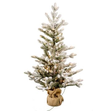 Künstliche Tanne ORLANDO, Jutesack, LEDs, beschneit, 90cm, Ø50cm
