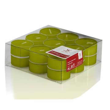 Teelichter KENNY, 18 Stück, grün, 1,8cm, Ø3,8cm, 4h