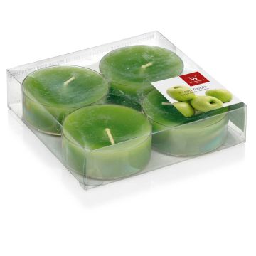 Duftteelichter ASTRID, Fresh Apple, 4 Stück, apfelgrün, 1,9cm, Ø5,7cm, 8h