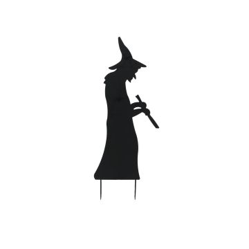 Halloween Dekofigur Silhouette Hexe SPOOKY WITCH, Metall, schwarz, 110cm