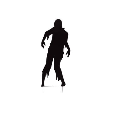 Halloween Dekofigur Silhouette Mann SPOOKY ZOMBIE, Metall, schwarz, 135cm