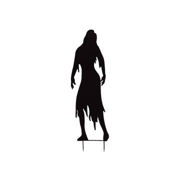 Halloween Dekofigur Silhouette Frau SPOOKY ZOMBIE, Metall, schwarz, 135cm