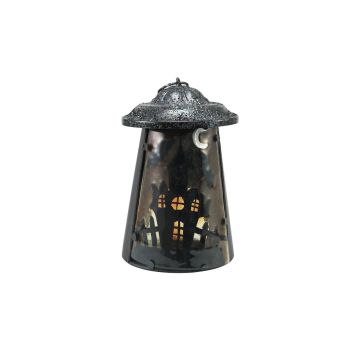Deko Halloween Laterne / Leuchte COSMO mit Teelichthalter, Geisterhaus, 23cm