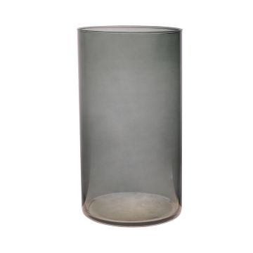 Glas Vase Zylinder SANYA EARTH, dunkelgrau-klar, 30cm, Ø16cm