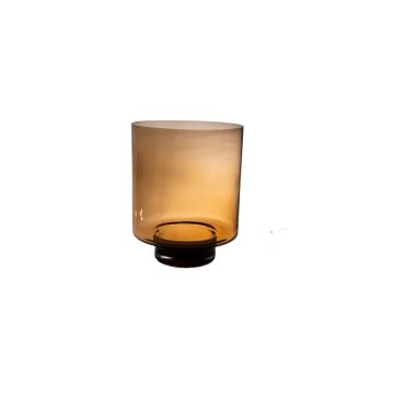 Glas Windlicht APIRADI mit Fuß, braun-klar, 35cm, Ø27cm