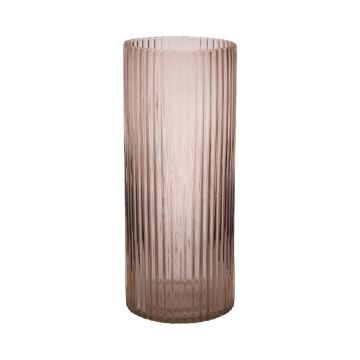 Moderne Glasvase SORCHA mit Rillen, zartrosa-klar, 30cm, Ø12,5cm