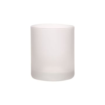 Teelichthalter MARCIAL aus Glas, matt-klar, 9cm, Ø6,5cm