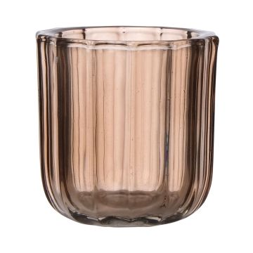 Maxi Teelichtglas KENSIE, breite Rillen, zartrosa-klar, 9,4cm, Ø9cm