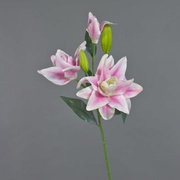 Kunstblume Lilie ISALIE, rosa-weiß, 80cm, Ø13-16cm