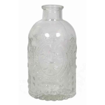 Glas Flasche URSULA mit Muster, klar, 12,5cm, Ø6,5cm