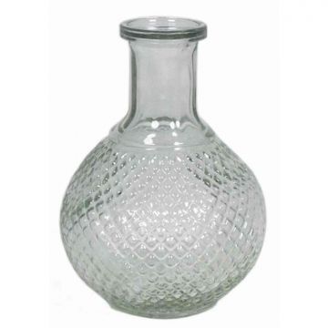 Glasflasche DONKA, Rautenmuster, klar, 15cm, Ø11cm