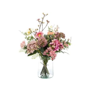 Künstlicher Blumenstrauß FEME, rosa-grün, 65cm, Ø40cm