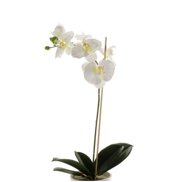 Plastik Orchidee Phalaenopsis ISIS, Stecker, weiß, 60cm