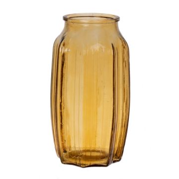 Kleine Blumenvase AMORY aus Glas, honiggelb-klar, 22cm, Ø12cm