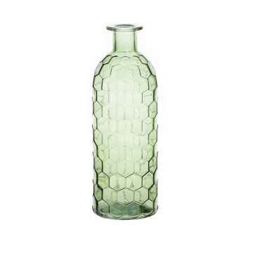 Flaschenvase ARANCHA aus Glas, Wabenmuster, grün-klar, 20cm, Ø7cm