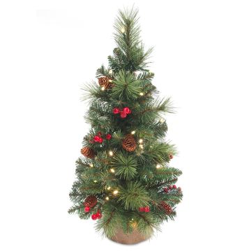 Künstliche Tanne BUKAREST, Jutesack, geschmückt, LEDs, 80cm, Ø45cm