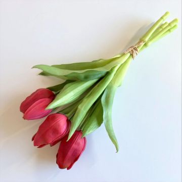 Dekoblumen Tulpen Strauß LEANA, pink-grün, 30cm, Ø20cm