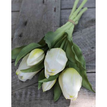 Dekoblumen Tulpen Strauß LEANA, weiß-grün, 30cm, Ø20cm