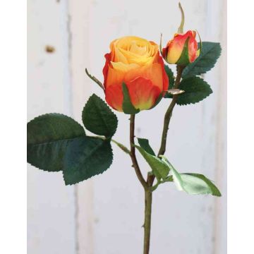 Samt Rose RENESMEE, gelb-rot, 45cm, Ø6cm