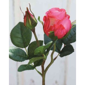 Samt Rose RENESMEE, pink, 45cm, Ø6cm