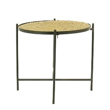 Runder Industrial Beistelltisch AMARACHI, braun-schwarz, 38cm, Ø33cm