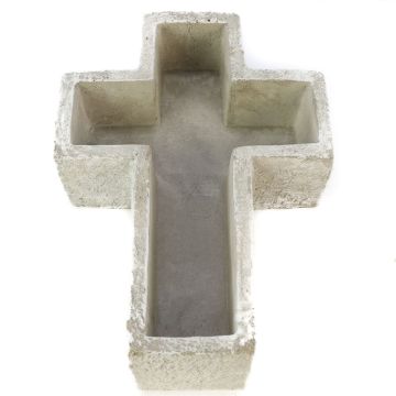 Beton Blumentopf Kreuz BRAMBLE, grau, 27x18x6,5cm