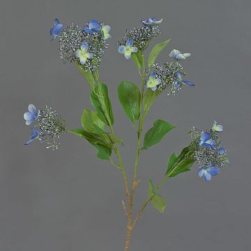 Kunstzweig Hortensie KATHANI, blau-weiß-grün, 80cm, Ø10-13cm