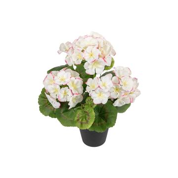 Künstliche Geranie ELISABETTA im Dekotopf, weiß-rosa, 35cm