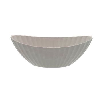 Ovale Deko Schale KENNYA mit Rillen, Kunststoff, braun, 36x16x14cm