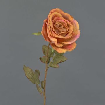 Kunstrose NAJMA, Trockenoptik, orange-pink, 65cm, Ø10cm
