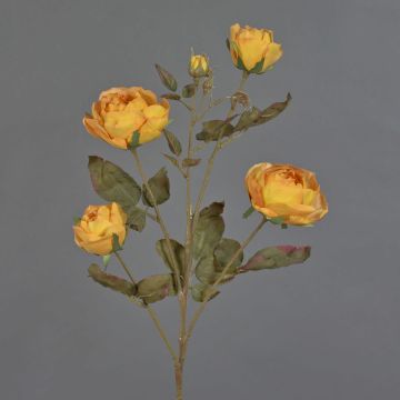Unechter Rosen Zweig SITARA, Trockenoptik, orange-gelb, 75cm, Ø5-8cm