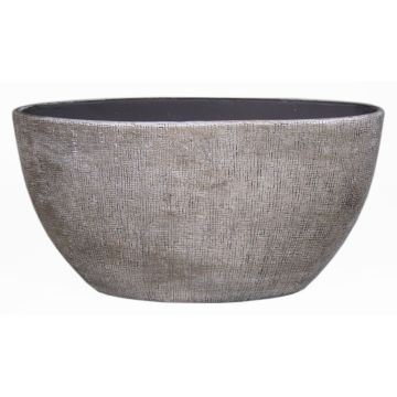 Ovaler Keramiktopf AGAPE mit Maserung, weiß-braun, 49x20x25cm