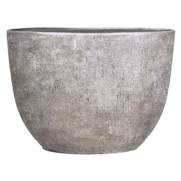 Ovaler Keramiktopf AGAPE mit Maserung, weiß-braun, 50x20x36cm