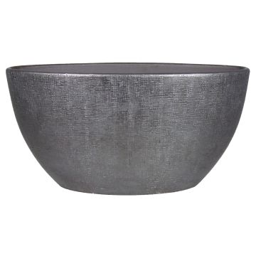 Ovaler Keramiktopf AGAPE mit Maserung, schwarz, 49x20x25cm