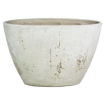 Ovaler Keramik Orchideentopf ADELPHOS, Steinoptik, hellgrau-weiß, 32x14,5x22,5cm