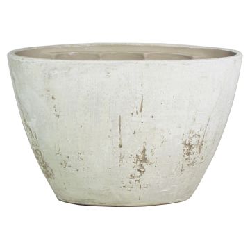 Ovaler Keramik Orchideentopf ADELPHOS, Steinoptik, hellgrau-weiß, 32x14,5x22,5cm