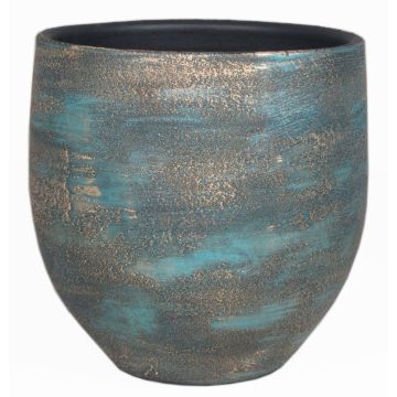Keramik Blumentopf AETIOS, Farbverlauf, blau-gold, 13cm, Ø14cm