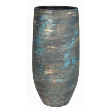 Keramik Blumenvase AETIOS, Farbverlauf, blau-gold, 35cm, Ø18cm