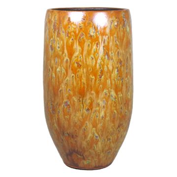 Vase ELIEL aus Keramik, gesprenkelt, orange-gelb, 35cm, Ø18cm