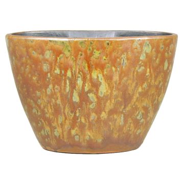 Ovales Pflanzgefäß ELIEL aus Keramik, gesprenkelt, orange-gelb, 32x15x22cm