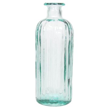 Glas Flasche AYAKA mit Rillen, klar-blau, 28cm, Ø10cm, 1,5L
