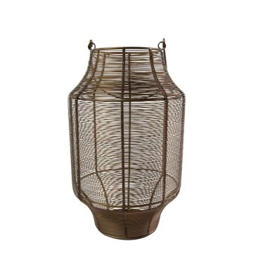 Eisen Laterne EMANUELE, mit Henkel, bronze, 36cm, Ø21cm