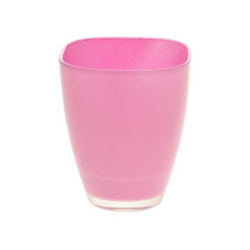 Eckige Vase YULE aus Glas, rosa, 13,5x13,5x17cm