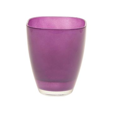 Eckige Vase YULE aus Glas, dunkellila, 13,5x13,5x17cm