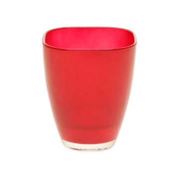 Eckige Vase YULE aus Glas, rot, 13,5x13,5x17cm