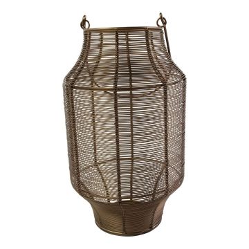 Eisen Laterne EMANUELE, mit Henkel, bronze, 48cm, Ø28cm