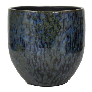 Pflanzgefäß ELIEL aus Keramik, gesprenkelt, grün-blau, 24cm, Ø24cm